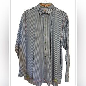 HAUPT Men’s Long Sleeve Button-Down Shirt XL 43/44 17.5 Checkered Casual Dress